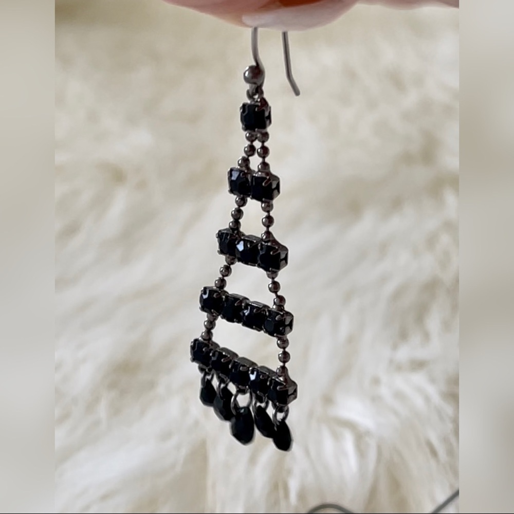 **SOLD**  Set of Black Rhinestone Earrings - Picture 5 of 6